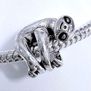 Silver Sloth Animal Charm Fits Snake Chain Bracelets